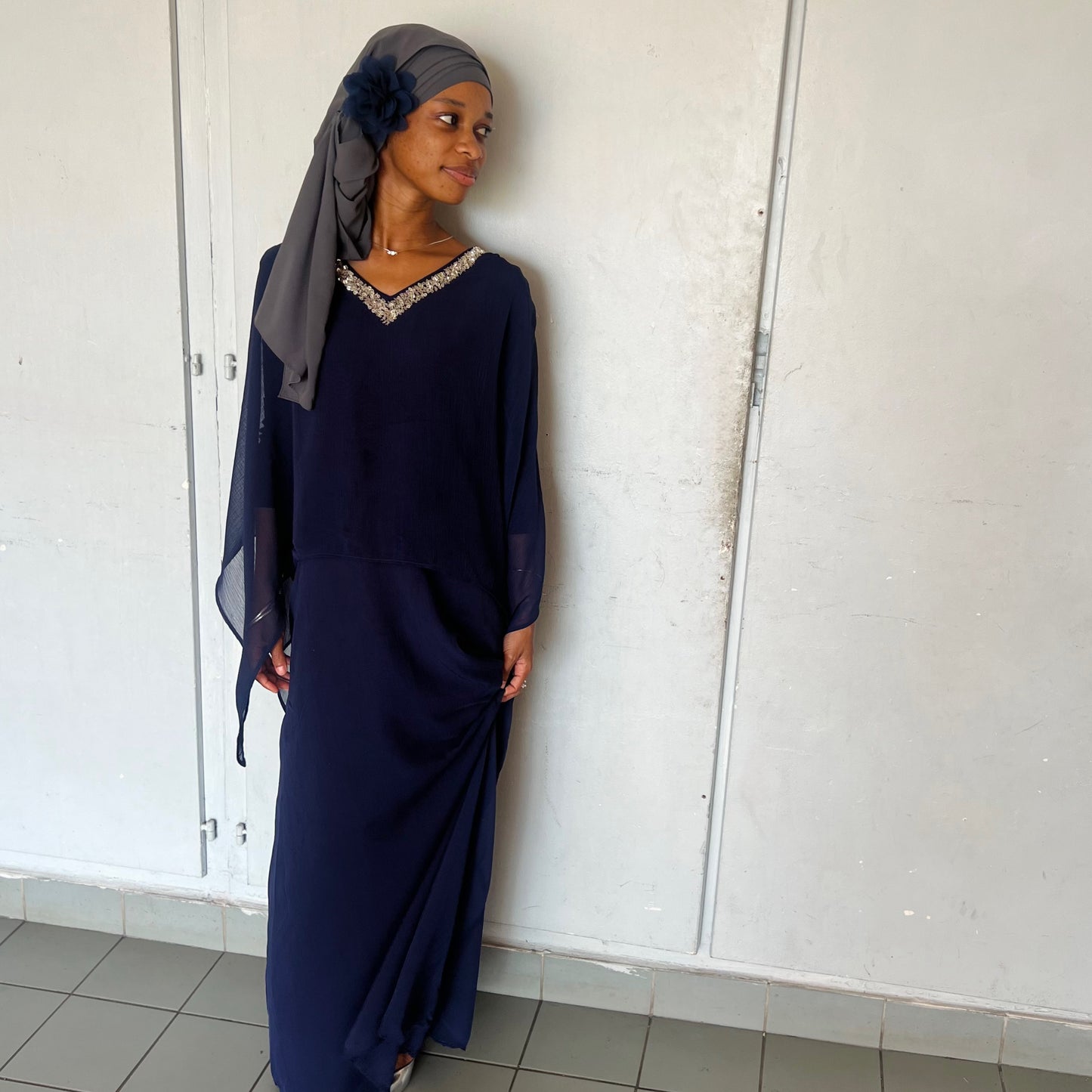Hijab Soie de Médine - Gris Foncé